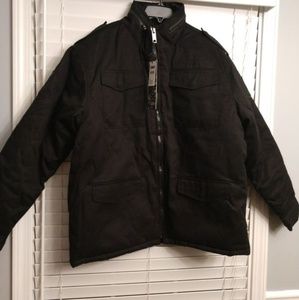 Combat Black Zippered Cotton Polyester Coat